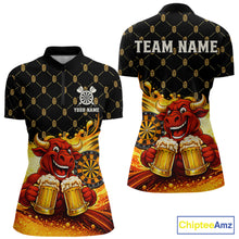 Load image into Gallery viewer, Bull &amp; Cheer Beers Dartboard Custom Funny Darts Quarter-Zip Shirts Women Dart Team Jerseys | Black NYN2272