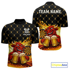 Load image into Gallery viewer, Bull &amp; Cheer Beers Dartboard Custom Funny Darts Quarter-Zip Shirts Men Dart Team Jerseys | Black NYN2272