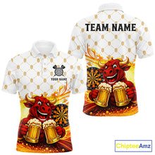 Load image into Gallery viewer, Bull &amp; Cheer Beers Dartboard Custom Funny Darts Polo Shirts Men Dart Team Jerseys | White NYN2273