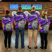 Load image into Gallery viewer, Purple &amp; Grey Smokes Dartboard Custom Women Darts Polo Shirts Grunge Dart League Jerseys NYN2278