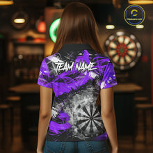 Load image into Gallery viewer, Purple &amp; Grey Smokes Dartboard Custom Women Darts Polo Shirts Grunge Dart League Jerseys NYN2278