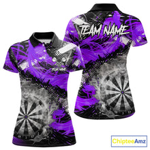 Load image into Gallery viewer, Purple &amp; Grey Smokes Dartboard Custom Women Darts Polo Shirts Grunge Dart League Jerseys NYN2278