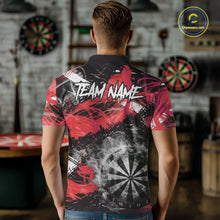 Load image into Gallery viewer, Red &amp; Grey Smokes Dartboard Custom Men Darts Polo Shirts Grunge Dart League Jerseys NYN2279