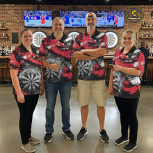 Load image into Gallery viewer, Red &amp; Grey Smokes Dartboard Custom Women Darts Polo Shirts Grunge Dart League Jerseys NYN2279