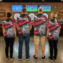 Load image into Gallery viewer, Red &amp; Grey Smokes Dartboard Custom Women Darts Polo Shirts Grunge Dart League Jerseys NYN2279
