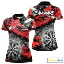 Load image into Gallery viewer, Red &amp; Grey Smokes Dartboard Custom Women Darts Polo Shirts Grunge Dart League Jerseys NYN2279