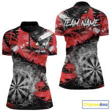 Load image into Gallery viewer, Red &amp; Grey Smokes Dartboard Custom Women Darts Quarter-Zip Shirts Grunge Dart League Jerseys NYN2279