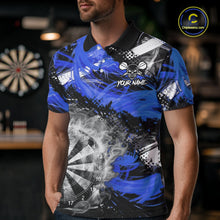 Load image into Gallery viewer, Blue &amp; Grey Smokes Dartboard Custom Men Darts Polo Shirts Grunge Dart League Jerseys NYN2280