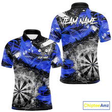 Load image into Gallery viewer, Blue &amp; Grey Smokes Dartboard Custom Men Darts Polo Shirts Grunge Dart League Jerseys NYN2280