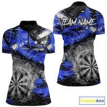 Load image into Gallery viewer, Blue &amp; Grey Smokes Dartboard Custom Women Darts Quarter-Zip Shirts Grunge Dart League Jerseys NYN2280