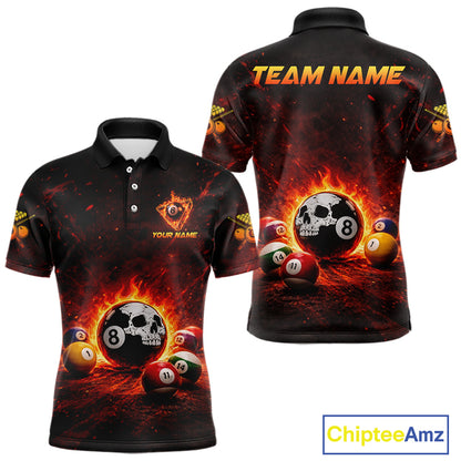 Fire Flame Grunge Pool Ball 3D Billiard Shirt For Men Personalized Skull 8 Ball Billiard Gifts NYN2568