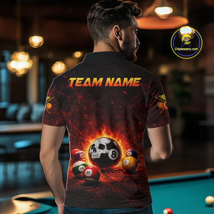 Fire Flame Grunge Pool Ball 3D Billiard Shirt For Men Personalized Skull 8 Ball Billiard Gifts NYN2568