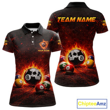 Load image into Gallery viewer, Fire Flame Grunge Pool Ball 3D Billiard Shirt For Women Personalized Skull 8 Ball Billiard Gifts NYN2568