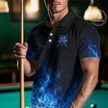 Load image into Gallery viewer, Custom Blue Flaming Pool 8 Ball Billiard Shirt For Men Personalized 3D Ball Billiard Attire Gifts NYN2570