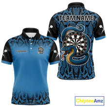 Load image into Gallery viewer, Navy Snake &amp; Reptile Skin With Striking Dartboard Darts Shirt For Men - Custom Name NYN0372