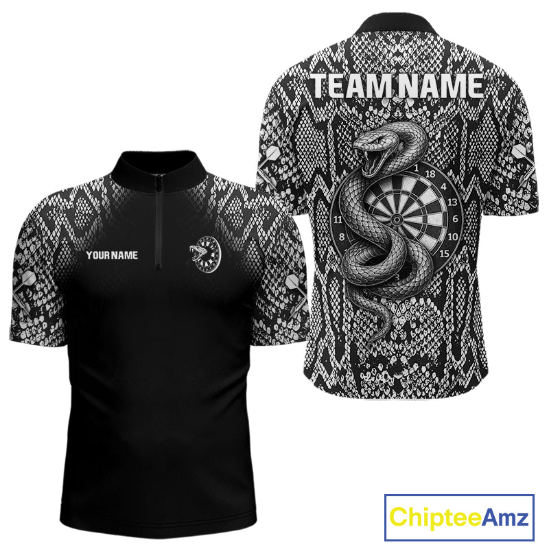 Grey Snake & Reptile Skin With Striking Dartboard Darts Shirt For Men - Custom Team Name NYN0374