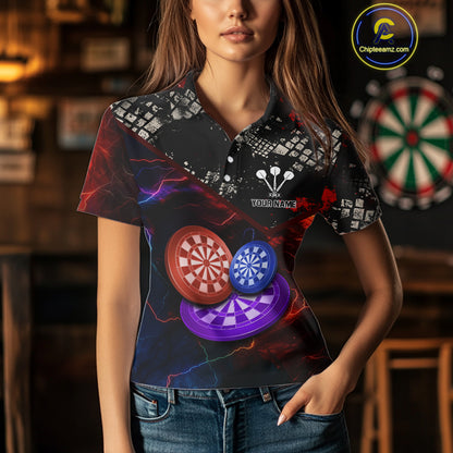 Colorful Thunder Dartboards Grunge Women's Darts Shirt - Custom Name & Team Jersey | Opt1 NYN0634