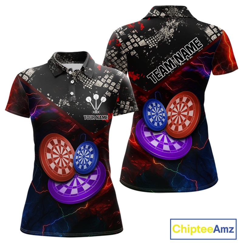 Colorful Thunder Dartboards Grunge Women's Darts Shirt - Custom Name & Team Jersey | Opt1 NYN0634