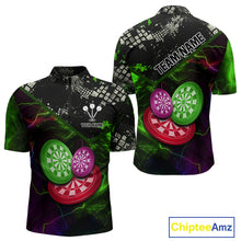 Load image into Gallery viewer, Colorful Thunder Dartboards Grunge Men's Darts Shirt - Custom Name &amp; Team Jersey | Opt2 NYN0635