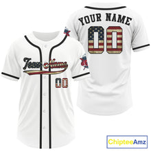 Load image into Gallery viewer, Custom USA Flag Patriotic Baseball Shirts For Men White Youth Baseball Jerseys NYN0828
