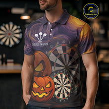 Load image into Gallery viewer, Pumpkin Dartboard 3D Custom Halloween Funny Darts Polo Jerseys For Men, Darts Shirt NYN0831