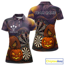 Load image into Gallery viewer, Pumpkin Dartboard 3D Custom Halloween Funny Darts Polo Jerseys For Women, Darts Shirt NYN0831