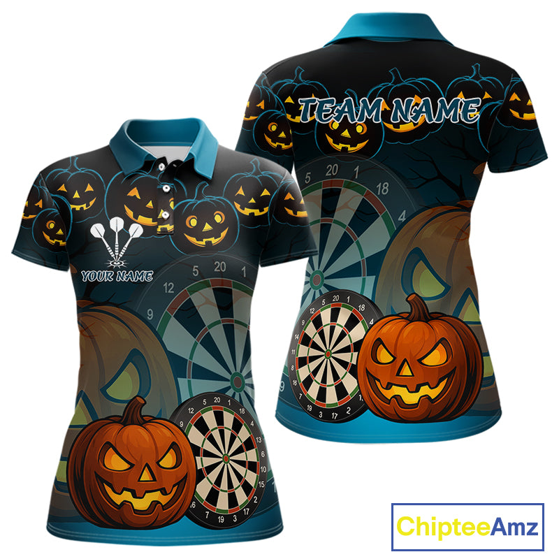 Custom Halloween Funny Darts Polo Jerseys For Women, Darts Team Shirt NYN0832