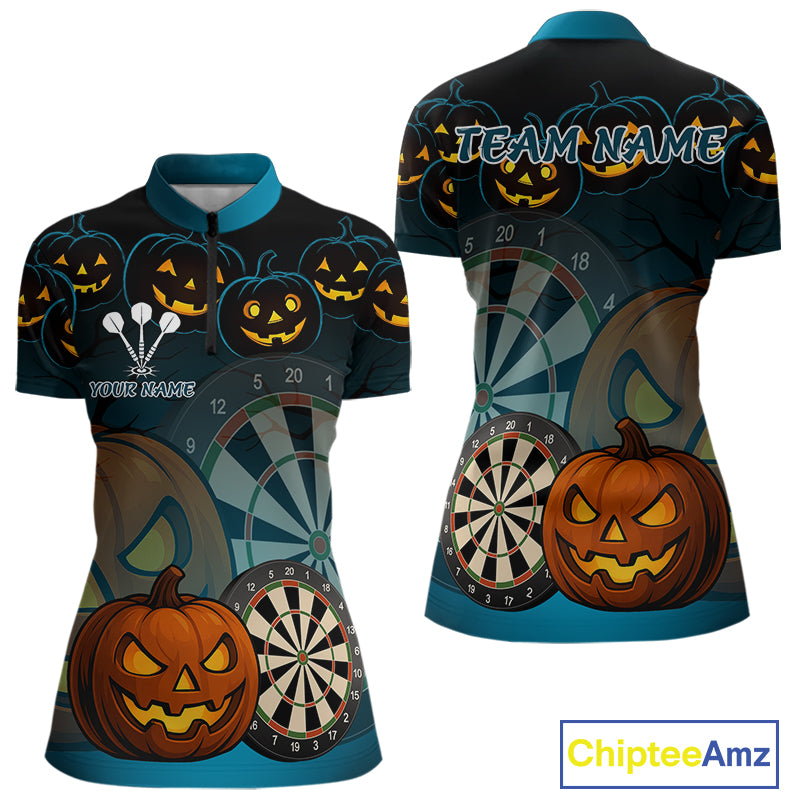 Custom Halloween Funny Darts 1/4-Zip Jerseys For Women, Darts Team Shirt NYN0832