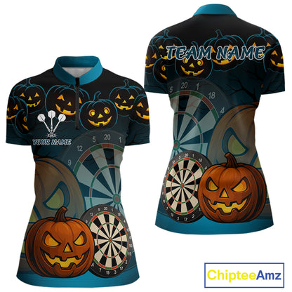 Custom Halloween Funny Darts 1/4-Zip Jerseys For Women, Darts Team Shirt NYN0832