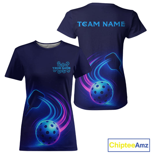 Custom Blue Galaxy Pickleball T-Shirt For Women Pickleball Team Jerseys Personalized NYN1238