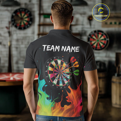 Custom Splatter Dartboard 3D Funny Dart Polo Shirt For Men Colorful Dart Team Jerseys NYN1526