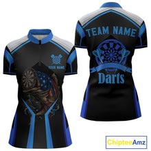 Load image into Gallery viewer, Custom Black Blue Bass Funny Dart 1/4-Zip Shirt For Women Dart Team Sport Jerseys NYN1528
