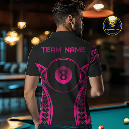 Black & Pink Tribal Pattern Billiard Shirts For Men Custom 8 Ball Billiard Team Shirts NYN4658