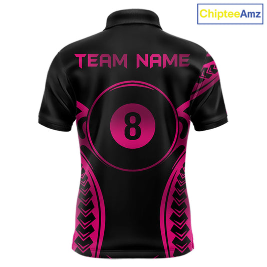 Black & Pink Tribal Pattern Billiard Shirts For Men Custom 8 Ball Billiard Team Shirts NYN4658