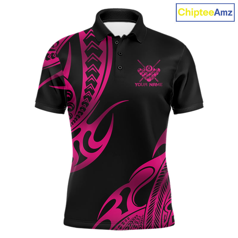 Black & Pink Tribal Pattern Billiard Shirts For Men Custom 8 Ball Billiard Team Shirts NYN4658