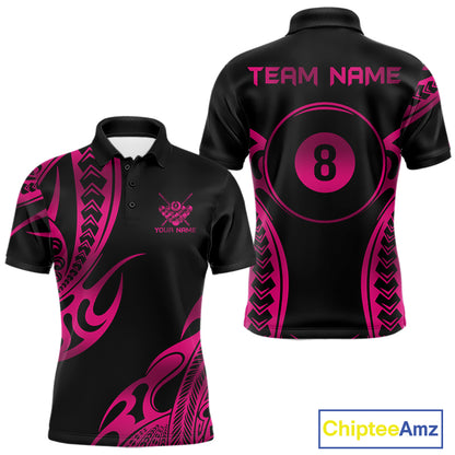 Black & Pink Tribal Pattern Billiard Shirts For Men Custom 8 Ball Billiard Team Shirts NYN4658