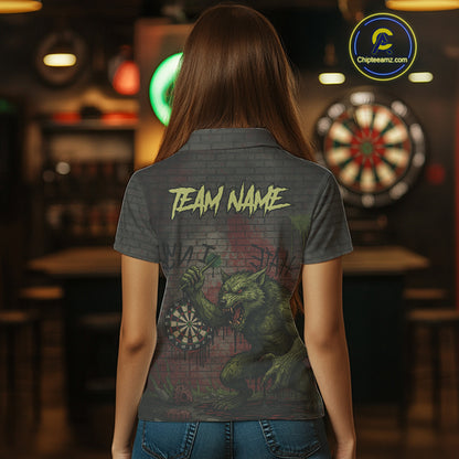 Custom Dripping Grunge Wolf Dartboard Funny Dart Men Polo Shirt Graffiti Dart Jerseys NYN1785