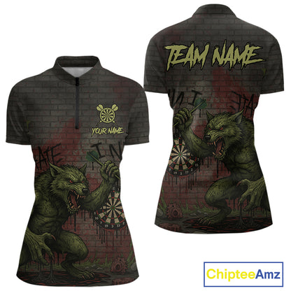 Custom Dripping Grunge Wolf Dartboard Funny Dart Men Polo Shirt Graffiti Dart Jerseys NYN1785