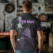 Load image into Gallery viewer, Black And Purple Crocodile Grey Smoke Custom Dart Men Polo Shirt Funny Dart Jerseys NYN1789