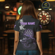 Load image into Gallery viewer, Black And Purple Crocodile Grey Smoke Custom Dart Men Polo Shirt Funny Dart Jerseys NYN1789