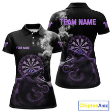 Load image into Gallery viewer, Black And Purple Crocodile Grey Smoke Custom Dart Men Polo Shirt Funny Dart Jerseys NYN1789