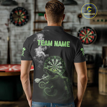 Load image into Gallery viewer, Black And Green Crocodile Grey Smoke Custom Dart Men Polo Shirt Funny Dart Jerseys NYN1790