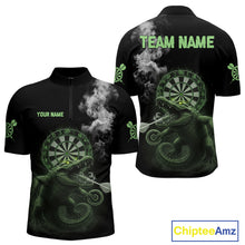 Load image into Gallery viewer, Black And Green Crocodile Grey Smoke Custom Dart Men Polo Shirt Funny Dart Jerseys NYN1790