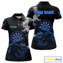 Load image into Gallery viewer, Black And Blue Crocodile Grey Smoke Custom Dart Men Polo Shirt Funny Dart Jerseys NYN1791