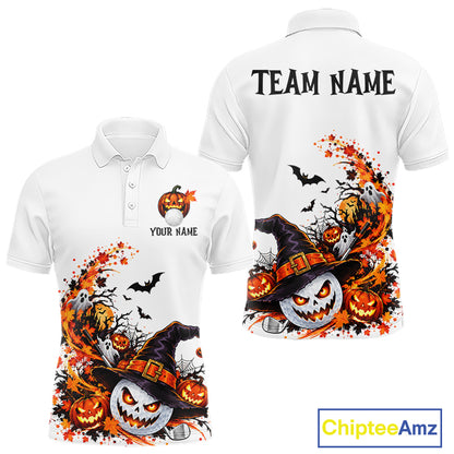 Halloween Golf Ball Clubs Men's Polo Golf Shirt Custom Halloween Golf Tournament Jersey NYN5021