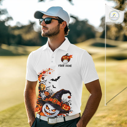 Halloween Golf Ball Clubs Men's Polo Golf Shirt Custom Halloween Golf Tournament Jersey NYN5021