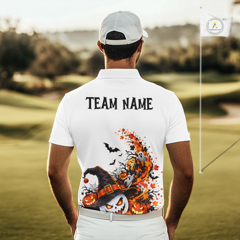 Halloween Golf Ball Clubs Men's Polo Golf Shirt Custom Halloween Golf Tournament Jersey NYN5021