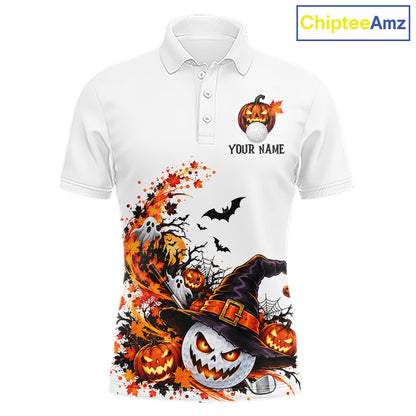 Halloween Golf Ball Clubs Men's Polo Golf Shirt Custom Halloween Golf Tournament Jersey NYN5021