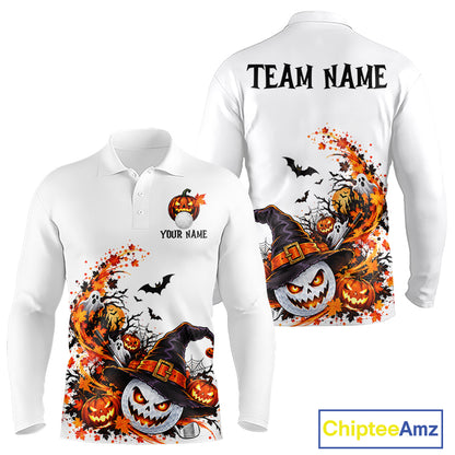 Halloween Golf Ball Clubs Men's Polo Golf Shirt Custom Halloween Golf Tournament Jersey NYN5021