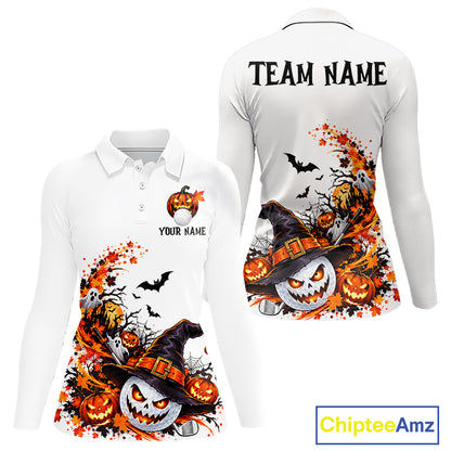 Halloween Golf Ball Clubs Women Polo Golf Shirt Custom Halloween Golf Tournament Jersey NYN5021